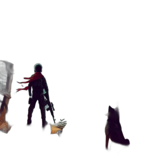 weapon, animal, staff, shoes, concept art, 3d render, pixel art, comic book art transparent PNG cut-out