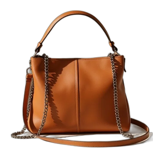 earth tones, tan, leather, purse, long, chain, strap transparent PNG cut-out