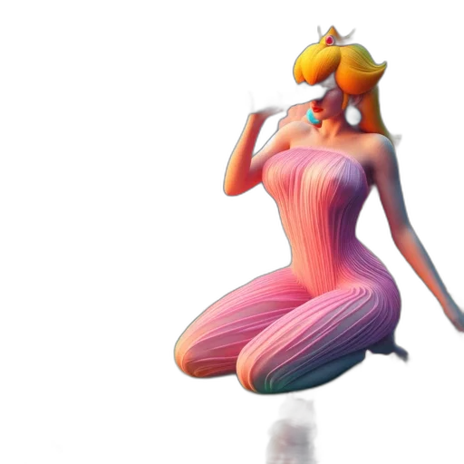 dress, hair, staff, creature, 3d render, concept art, fantasy art, pixel art transparent PNG cut-out