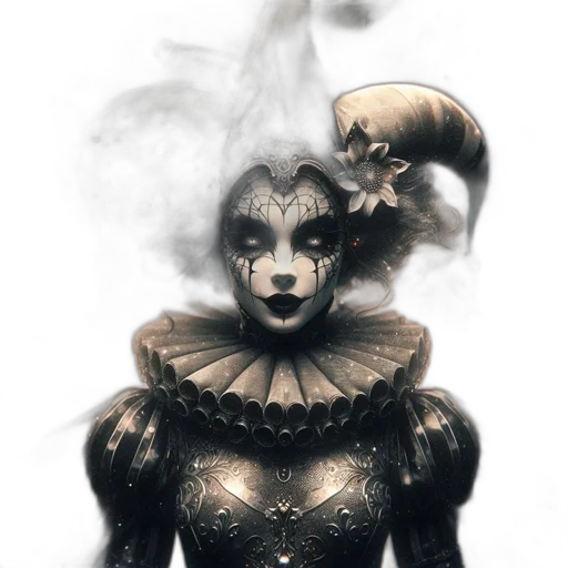 mask, crown, face, dress, fantasy art, concept art, comic book art, photorealistic transparent PNG cut-out