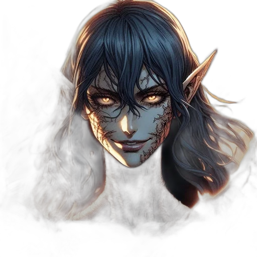 mask, face, fantasy art, concept art, watercolor, comic book art, blue, dark transparent PNG cut-out