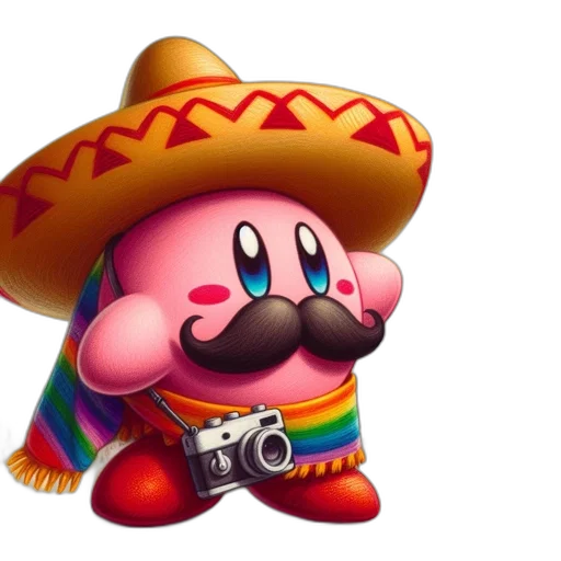 hat, weapon, animal, staff, concept art, kirby, wears, sombrero transparent PNG cut-out