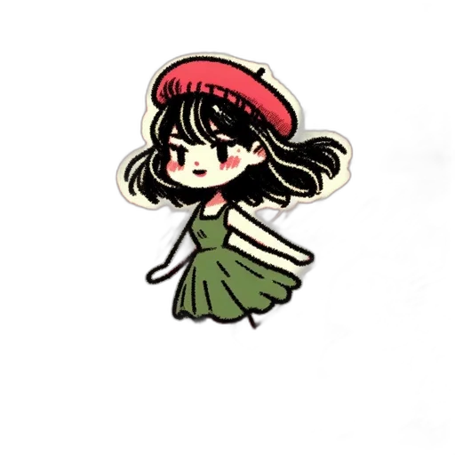 hat, dress, staff, creature transparent PNG cut-out