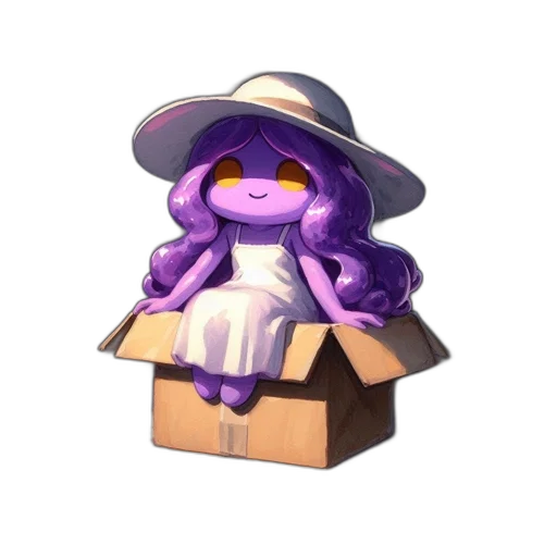 hat, staff, creature, concept art, 3d render, pixel art, fantasy art, whimsical transparent PNG cut-out