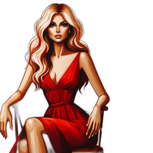 dress, photorealistic, fantasy art, oil painting, cartoon, red, illustration, displays transparent PNG cut-out