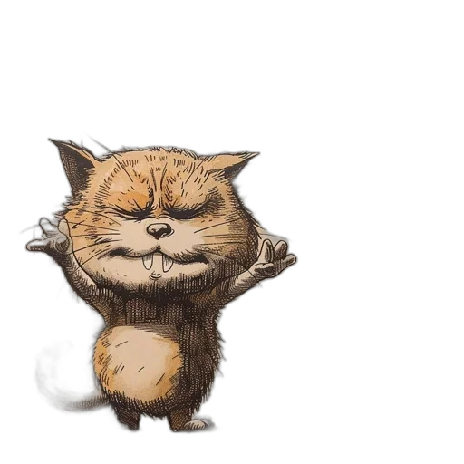 staff, animal, creature, concept art, watercolor, fantasy art, pencil sketch, disgruntled transparent PNG cut-out