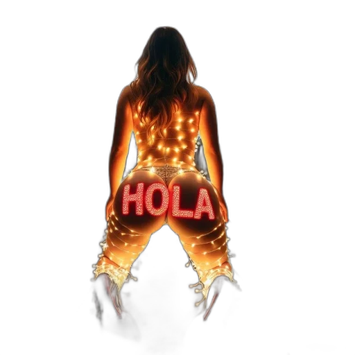 jacket, concept art, woman, hola, written, lights, her, backside transparent PNG cut-out