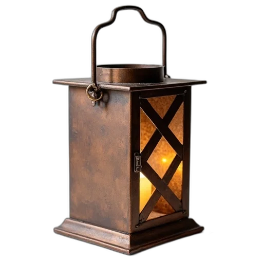 furniture, 3d render, fire, rustic, metal, lantern, textured, aged transparent PNG cut-out