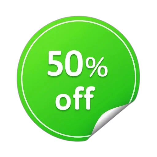 3d render, green, sticker, sale transparent PNG cut-out
