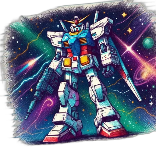 robot, weapon, jacket, concept art, watercolor, anime, comic book art, outer space transparent PNG cut-out