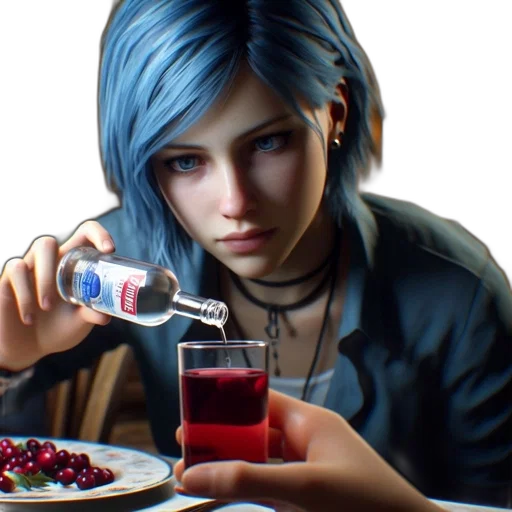 food, face, jewelry, jacket, concept art, cyberpunk, photorealistic, 3d render transparent PNG cut-out