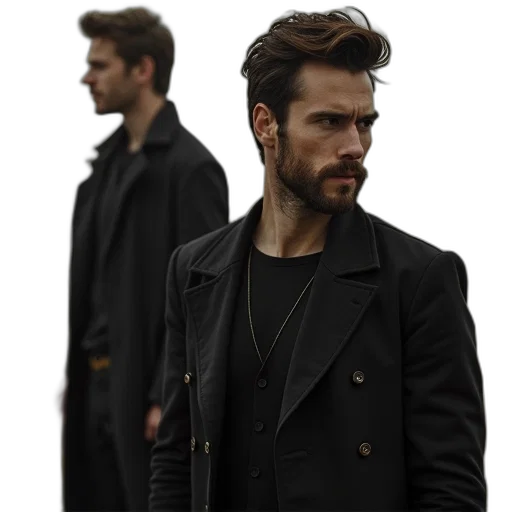 jacket, face, hair, photorealistic transparent PNG cut-out