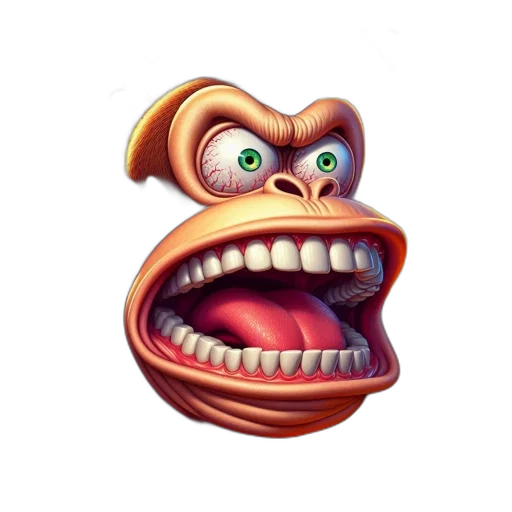 face, animal, creature, mask, 3d render, concept art, photorealistic, cartoon transparent PNG cut-out
