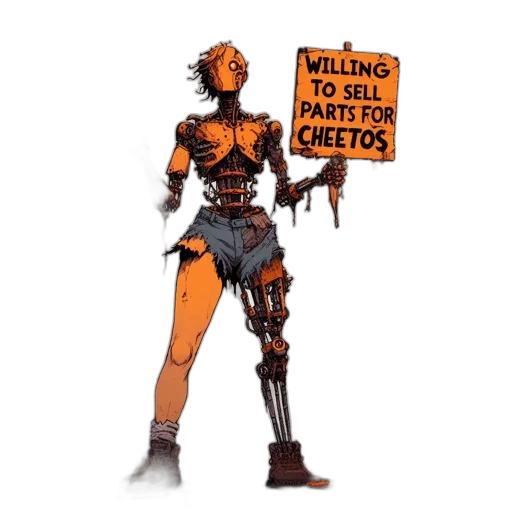robot, concept art, comic book art, pixel art, post-apocalyptic, setting, damaged, humanoid transparent PNG cut-out
