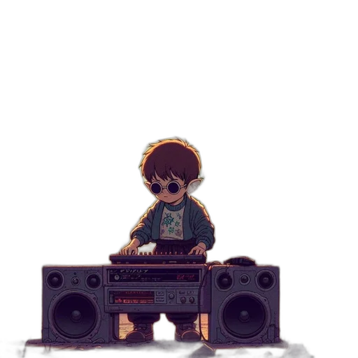 robot, pixel art, cartoon, cyberpunk, vaporwave, animated, figure, stands transparent PNG cut-out