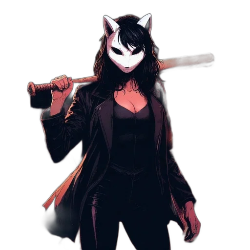 staff, mask, weapon, jacket, concept art, pixel art, fantasy art, comic book art transparent PNG cut-out