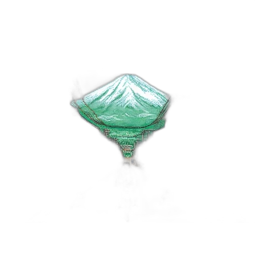 jewelry, umbrella, bottle, crown, 3d render, photorealistic, green, pixelated transparent PNG cut-out