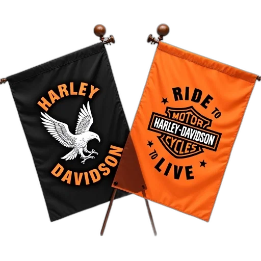 two, harley, davidson, flags, displayed, side, left, flag transparent PNG cut-out