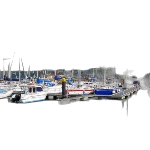 photorealistic, 3d render, concept art, serene, marina, numerous, sailboats, docked transparent PNG cut-out