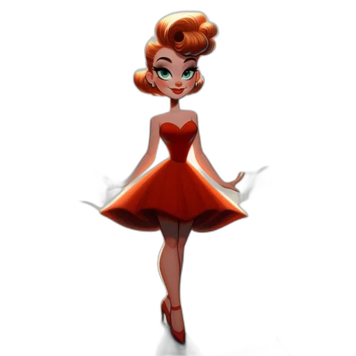 dress, concept art, cartoon, 3d render, fantasy art, animated, lady, stands transparent PNG cut-out