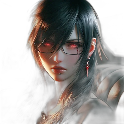 face, weapon, photorealistic, fantasy art, concept art, cyberpunk, dark, red transparent PNG cut-out