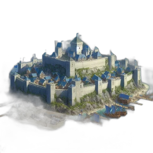 building, crown, concept art, fantasy art, 3d render, pixel art, fog, underwater transparent PNG cut-out
