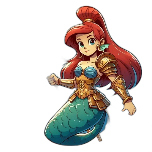 pixel art, concept art, fantasy art, watercolor, underwater, red, young, mermaid transparent PNG cut-out