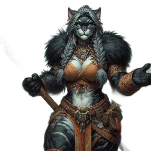 staff, fantasy art, concept art, comic book art, photorealistic, anthropomorphic, cat-like, figure transparent PNG cut-out