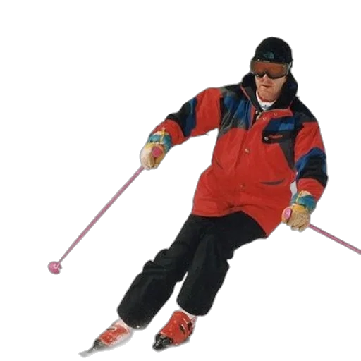 staff, jacket, weapon, 3d render, man, red, ski, black transparent PNG cut-out
