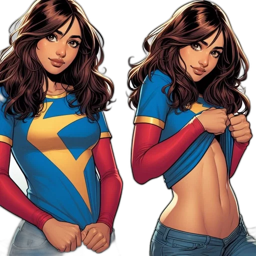 comic book art, concept art, cartoon, fantasy art, two, poses, female, character transparent PNG cut-out