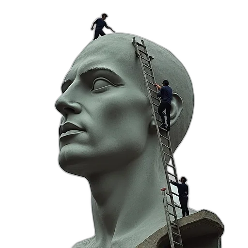 face, cyberpunk, concept art, photorealistic, large, statue, man, head transparent PNG cut-out
