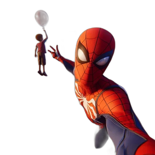 mask, weapon, concept art, comic book art, 3d render, fantasy art, fog, spider-man transparent PNG cut-out
