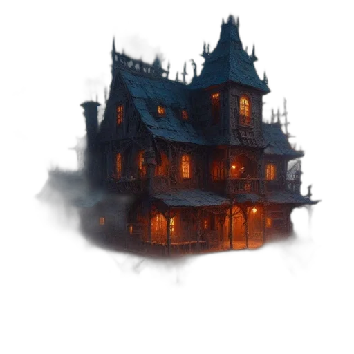 building, furniture, concept art, fantasy art, pixel art, 3d render, fog, night transparent PNG cut-out