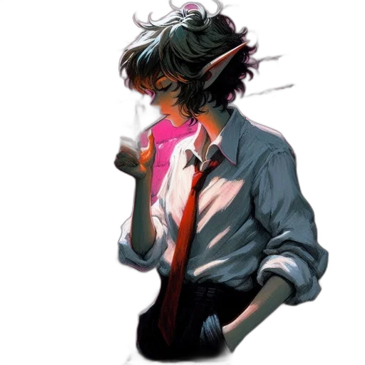 mask, staff, jacket, face, vaporwave, concept art, anime, cyberpunk transparent PNG cut-out