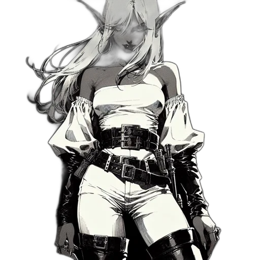 mask, dress, weapon, jacket, concept art, fantasy art, cyberpunk, comic book art transparent PNG cut-out