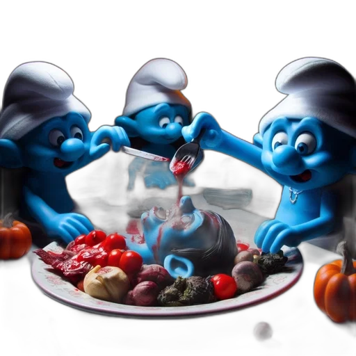 food, concept art, 3d render, photorealistic, fire, blue, three, smurf transparent PNG cut-out