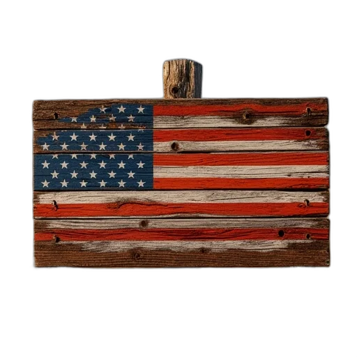 flag, wood, usa, sign transparent PNG cut-out