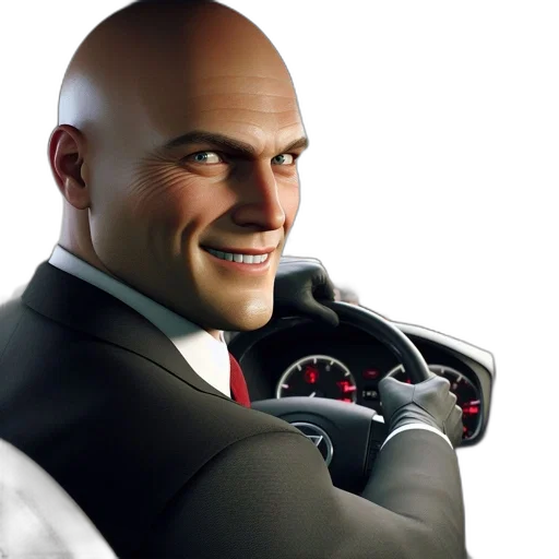car, face, jacket, staff, photorealistic, concept art, 3d render, bald transparent PNG cut-out