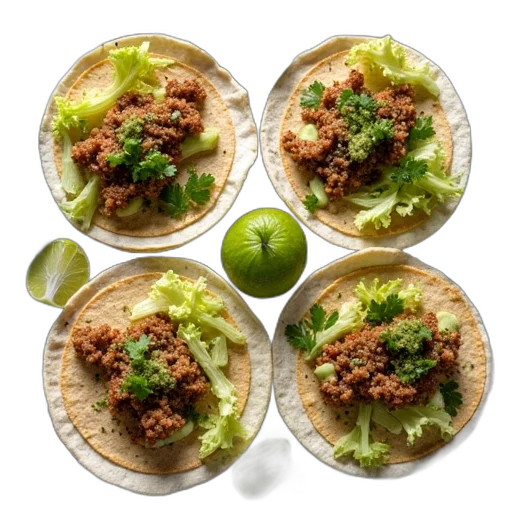 food, four, plates, pork transparent PNG cut-out