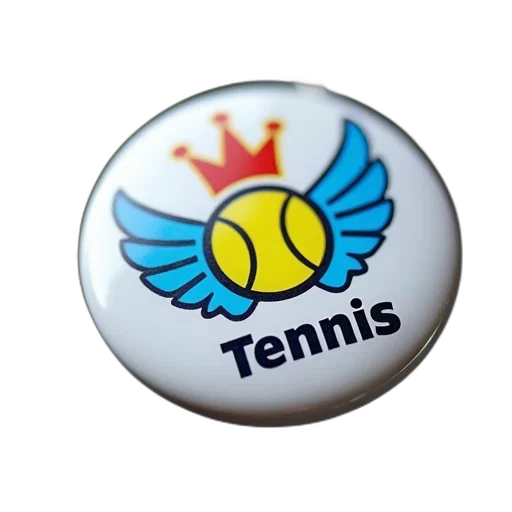 close-up, white, button, blue, yellow, tennis-themed, design, featuring transparent PNG cut-out
