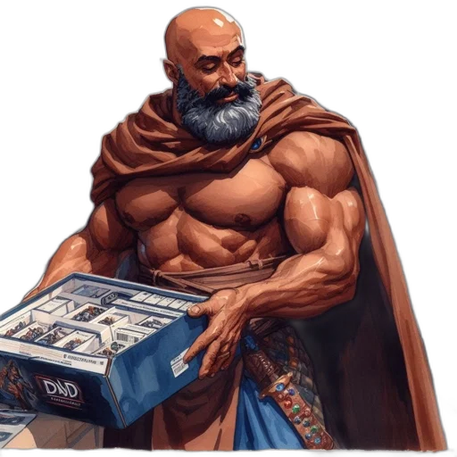 comic book art, concept art, fantasy art, store, setting, muscular, man, bald transparent PNG cut-out