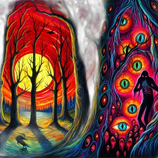 tree, creature, mask, fantasy art, concept art, comic book art, watercolor, forest transparent PNG cut-out