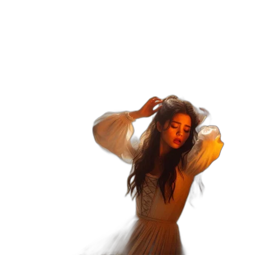 hair, jacket, dress, creature, photorealistic, 3d render, concept art, vaporwave transparent PNG cut-out