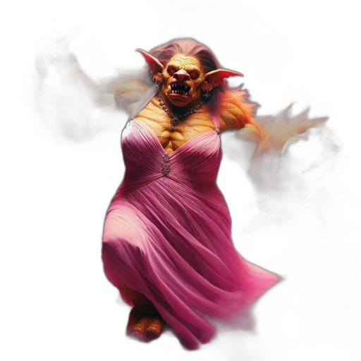 mask, creature, dress, staff, concept art, fantasy art, 3d render, photorealistic transparent PNG cut-out