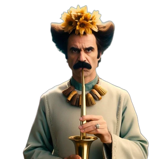 staff, crown, hair, animal, concept art, man, vibrant, setting transparent PNG cut-out