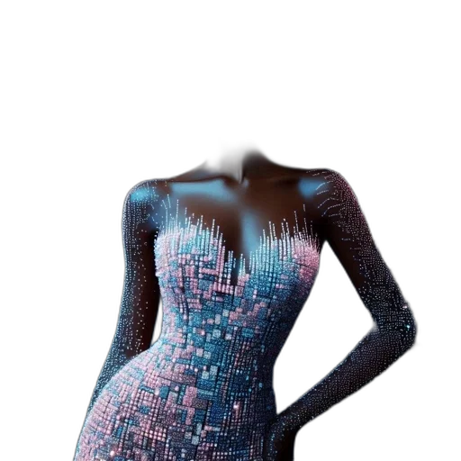 dress, robot, creature, jacket, 3d render, vaporwave, concept art, cyberpunk transparent PNG cut-out