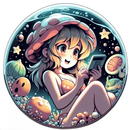 dress, pixel art, fantasy art, concept art, anime, outer space, underwater, monochrome transparent PNG cut-out