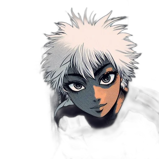 face, mask, creature, concept art, anime, comic book art, watercolor, monochrome transparent PNG cut-out