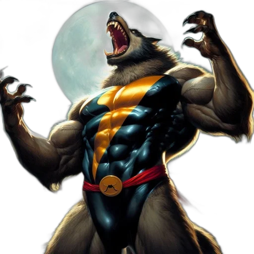 animal, creature, comic book art, concept art, cartoon, anthropomorphic, wolf, figure transparent PNG cut-out