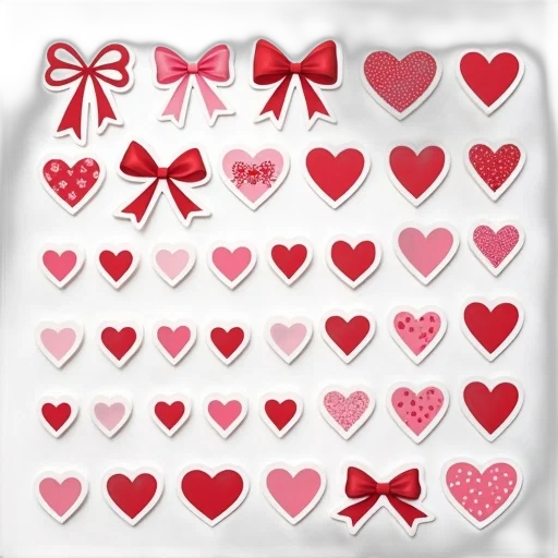 jewelry, cartoon, red, collection, various, stickers, icons, displayed transparent PNG cut-out